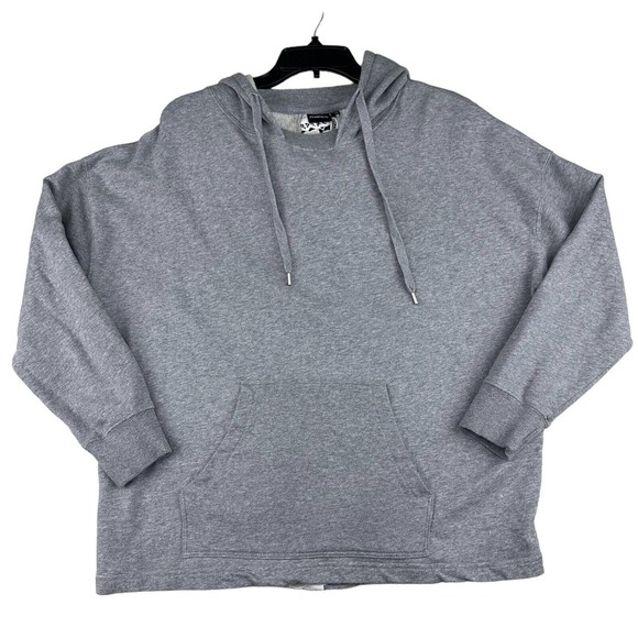 MONO B Sweatshirt Women's Size 1XL/2XL Grey Hooded Stretch Embroidered Lace - Picture 8 of 11